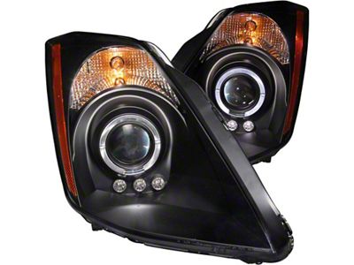 Anzo USA 2003-2005 Nissan 350Z Projector Headlights w/ Halo Black - 121444