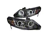 Anzo USA 2006-2011 Honda Civic Projector Headlights w/ Halo Black CCFL - 121454