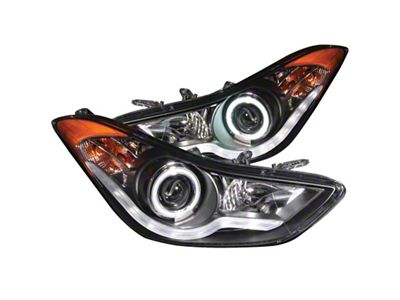 Anzo USA 2011-2014 Hyundai Elantra Projector Headlights w/ Halo Black CCFL - 121456