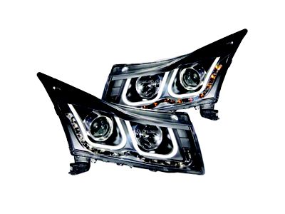 Anzo USA 2011-2015 Chevrolet Cruze Projector Headlights w/ U-Bar Black - 121462