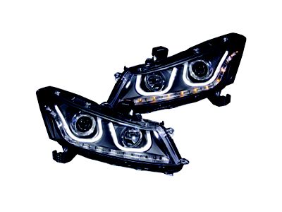 Anzo USA 2008-2012 Honda Accord Projector Headlights w/ U-Bar Black - 121483