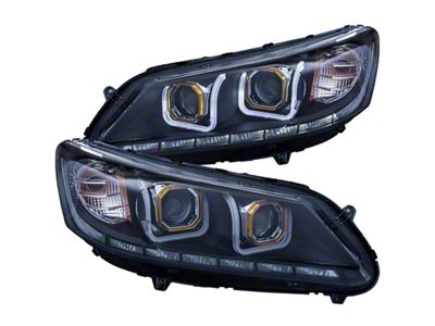 Anzo USA 2013-2015 Honda Accord Projector Headlights w/ U-Bar Black - 121492