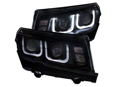 Anzo USA 2014-2015 Chevrolet Camaro Projector Headlights w/ U-Bar Black - 121508