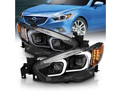 Anzo USA 2014-2015 Mazda 6 Projector Headlights w/ Plank Style Design - 121516