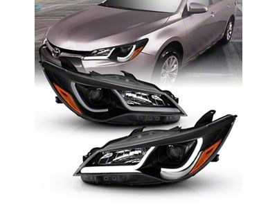 Anzo USA Projector Headlights With Plank Style Design Black w/Amber 15-16 - 121518