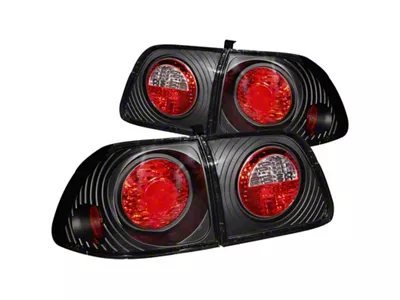 Anzo USA 1999-2000 Honda Civic Taillights Black - 221068