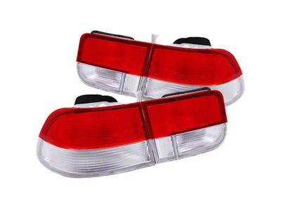 Anzo USA 1996-2000 Honda Civic Taillights Red/Clear - OEM 4pc - 221147