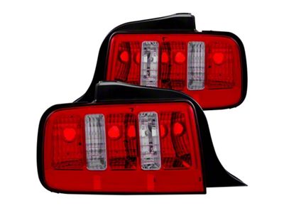 Anzo USA 2005-2009 Ford Mustang Taillights Red/Clear - 2010 Style - 221166