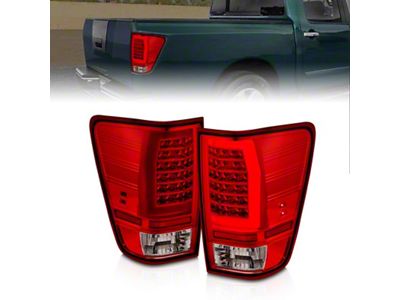 Anzo USA 04-15 Nissan Titan Full LED Tailights Chrome Housing Red/Clear - 311422