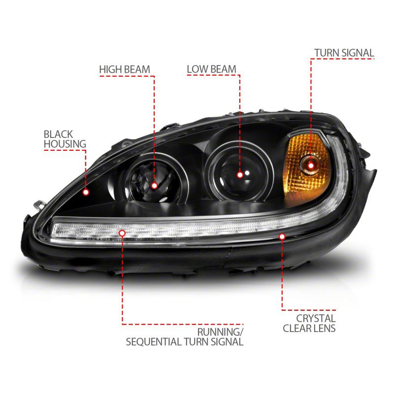 thumbnail image 2 of CG Designs Chevy C6 Black Projector Headlights W/ LED DRL & Sequential Turn Signals For 05-13 Corvette 2 of 6