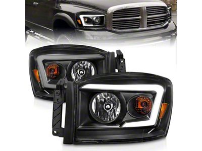 Anzo USA 06-09 Dodge RAM 1500/2500/3500 Headlights Black Housing/Clear Lens w/ - 111524
