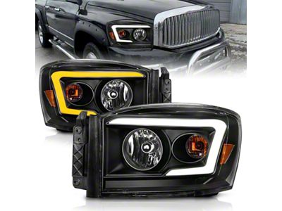 Anzo USA 06-09 Dodge RAM 1500/2500/3500 Headlights Black Housing/Clear Lens w/Switchback - 111526