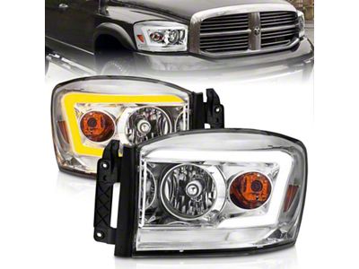 Anzo USA 06-09 Dodge RAM 1500/2500/3500 Headlights Chrome Housing/Clear Lens w/Switchback - 111527
