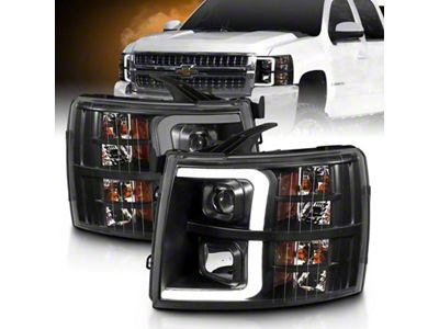 Anzo USA 07-13 Chevrolet Silverado 3500 Projector Headlights - Black Amber - 111480