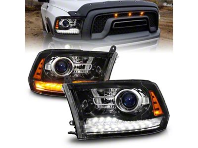 Anzo USA 09-18 Dodge 1500-3500 LED Plank Style Headlights w/Switchback+Sequential Hyper - 111608