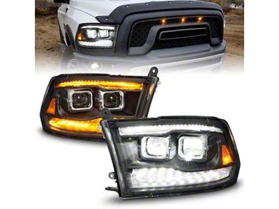 Anzo USA 09-18 Dodge Ram 1500/2500/3500 Full LED Proj Headlights w/Switchback - 111595