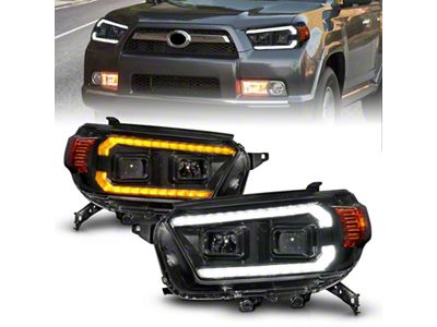 Anzo USA 10-13 Toyota 4Runner Projector Headlights - Black - 111602