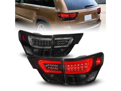 Anzo USA 11-13 Jeep Grand Cherokee LED Taillights w/ Lightbar Black - 311440