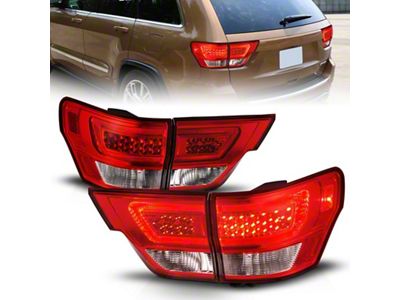 Anzo USA 11-13 Jeep Grand Cherokee LED Taillights w/ Lightbar Chrome - 311442