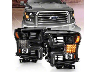 Anzo USA 15-17 Ford F-150 Project Headlights w/ Plank Style Design - 111408