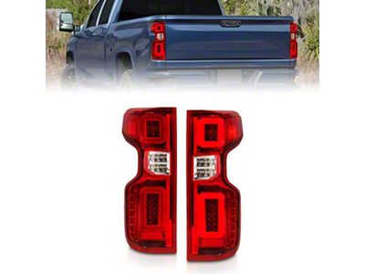 Anzo USA 19-21 Chevy Silverado Full LED Tailights Chrome Housing Red/Clear - 311416