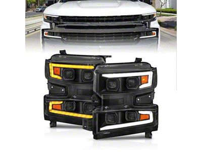Anzo USA 19-22 Chevrolet Silverado 1500 LED Proj HL w/Lgt Bar - 111566-L