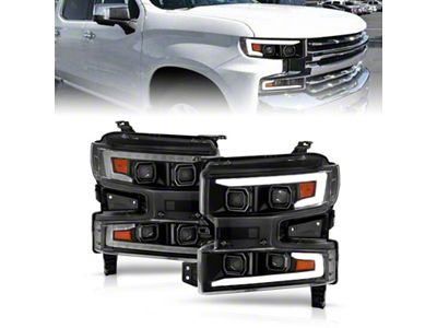 Anzo USA 19-22 Chevrolet Silverado 1500 LED Proj HL w/Lgt Bar - 111566-R