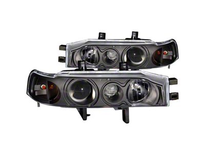 Anzo USA 1990-1993 Honda Accord Projector Headlights w/ Halo Black 1pc - 121048