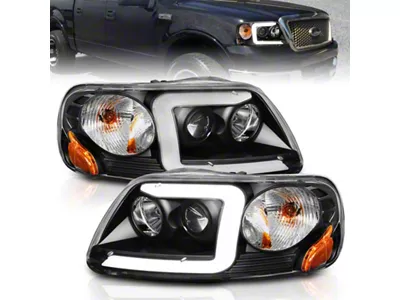 Anzo USA 1997-2003 Ford F-150 Projector Headlights w/ Light Bar Black - 111503