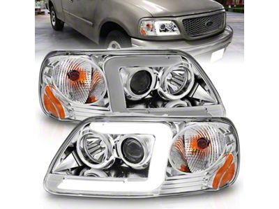 Anzo USA 1997-2003 Ford F-150 Projector Headlights w/ Light Bar Chrome - 111504