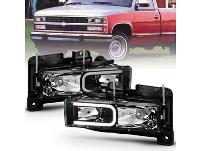 Anzo USA 1999-2000 Cadillac Escalade Crystal Headlights Light Bar Black Housing - 111498