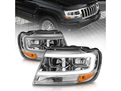 Anzo USA 1999-2004 Jeep Grand Cherokee Crystal Headlights w/ Light Bar - 111538
