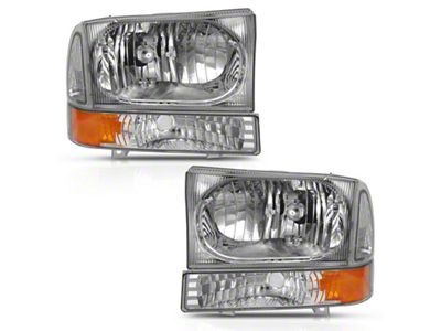 Anzo USA 2000-2004 Ford Excursion Crystal Headlight w/ Corner Light Chrome - 111458