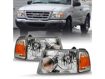 Anzo USA 2001-2011 Ford Ranger Crystal Headlight Chrome w/Corner Lights OE - 111484