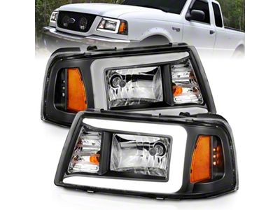 Anzo USA 2001-2011 Ford Ranger Crystal Headlights w/ Light Bar Black - 111511