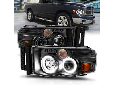 Anzo USA 2002-2005 Dodge Ram 1500 Projector Headlights w/ Halo Black - 111490