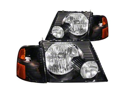Anzo USA 2002-2005 Ford Explorer Crystal Headlights Black w/ Corner Lights - 111071