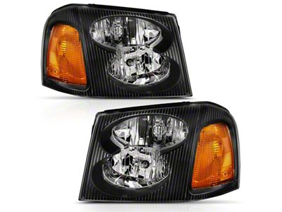 Anzo USA 2002-2009 Gmc Envoy Crystal Headlight Black Amber - 111429