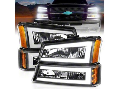 Anzo USA 2003-2006 Chevrolet Silverado 1500 Crystal Headlights w/ Light Bar - 111501