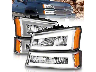 Anzo USA 2003-2006 Chevrolet Silverado 1500 Crystal Headlights w/ Light Bar - 111502