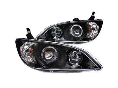Anzo USA 2004-2005 Honda Civic Projector Headlights w/ Halo Black - 121059