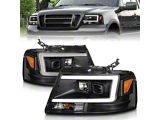 Anzo USA 2004-2008 Ford F-150 Projector Headlights w/ Light Bar Black - 111541
