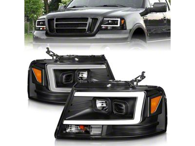 Anzo USA 2004-2008 Ford F-150 Projector Headlights w/ Light Bar Black - 111541