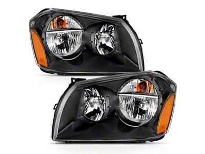 Anzo USA 2005-2007 Dodge Magnum Crystal Headlight Black Amber - 111425