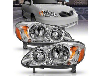 Anzo USA 2005-2008 Toyota Corolla Crystal Headlight Chrome Amber - 121540