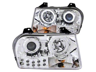 Anzo USA 2005-2010 Chrysler 300 Projector Headlights w/ Halo Chrome - 121136