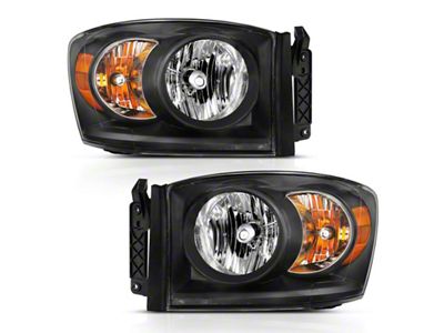 Anzo USA 2006-2009 Dodge Ram 1500 Crystal Headlight Black Amber - 111427