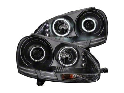 Anzo USA 2006-2009 Volkswagen Rabbit Projector Headlights w/ Halo Black CCFL - 121345