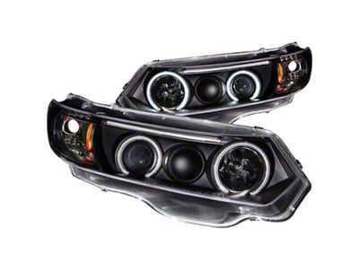 Anzo USA 2006-2011 Honda Civic Projector Headlights w/ Halo Black CCFL - 121062