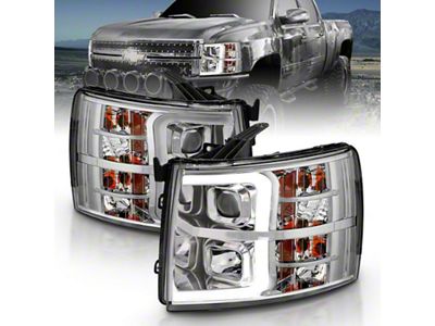 Anzo USA 2007-2013 Chevy Silverado 1500 Projector Plank Style Chrome Amber - 111481